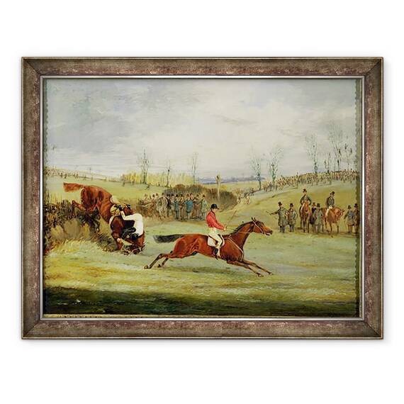 Tablou inramat - Henry Thomas Alken - Curs de cai cu obstacole II, 70 x 90 cm - - Roveli