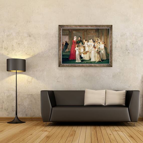 Tablou inramat - Pauline Auzou - Sosirea Marie-Louise de Habsbourg-Lorena 1791-1847 in Galeria Chateau de Compiegne, 70 x 90 cm - 2- Roveli