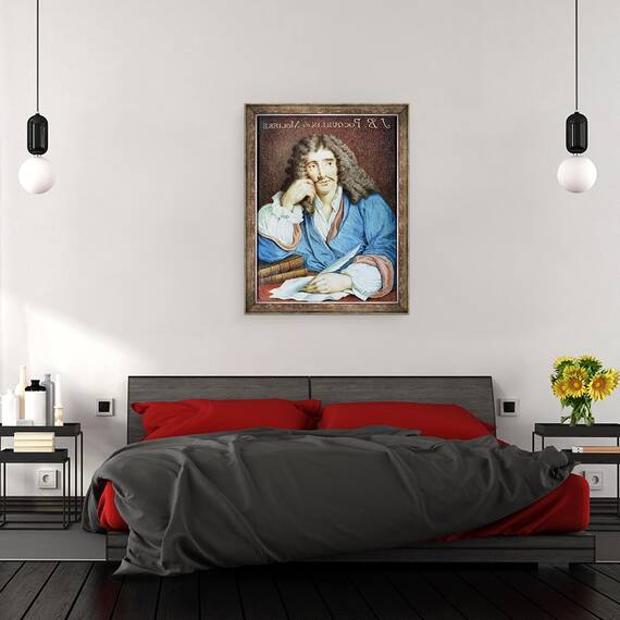 Tablou inramat - Scoala franceza - Portretul lui Moliere 1622-73, 70 x 90 cm - 3- Roveli
