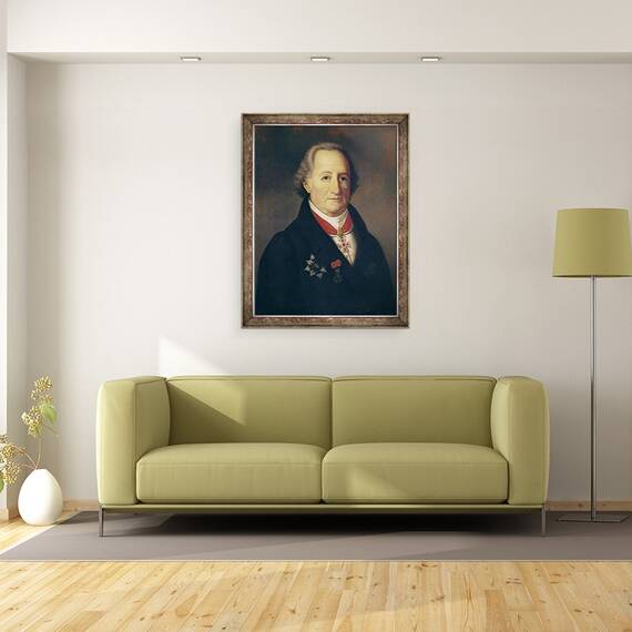 Tablou inramat - Heinrich Cristoph - Portretul lui Johann Wolfgang von Goethe 1749-1832 Cu Decoratiuni, 70 x 90 cm - 2- Roveli