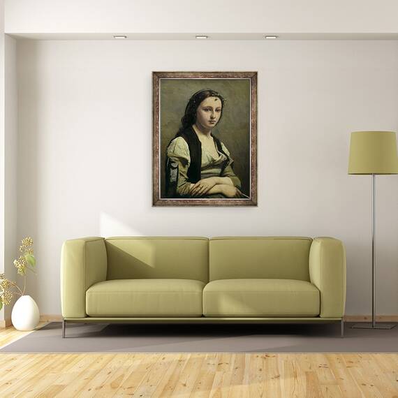 Tablou inramat - Jean Baptiste Camille Corot - Femeia cu perla, 70 x 90 cm - 2- Roveli