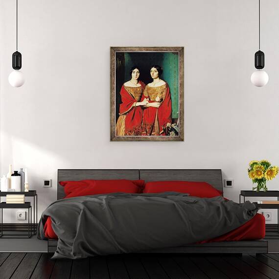 Tablou inramat - Theodore Chasseriau - Cele Doua Surori sau Mesdemoiselles Chasseriau, Marie-Antoinette-Adele 1810-69 si Genevieve Aline 1822-71 surorile artistului, 70 x 90 cm - 3- Roveli