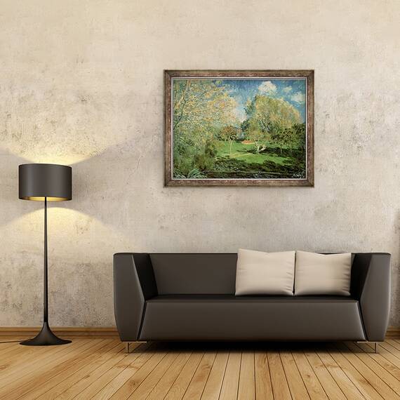 Tablou inramat - Alfred Sisley - Gradina familiei Hoschede, 70 x 90 cm - 2- Roveli