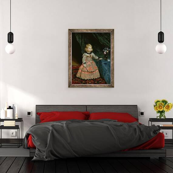 Tablou inramat - Diego Rodriguez de Silva y Velazquez - Infanta Margarita Teresa din Spania intr-o rochie rosie, 70 x 90 cm - 3- Roveli