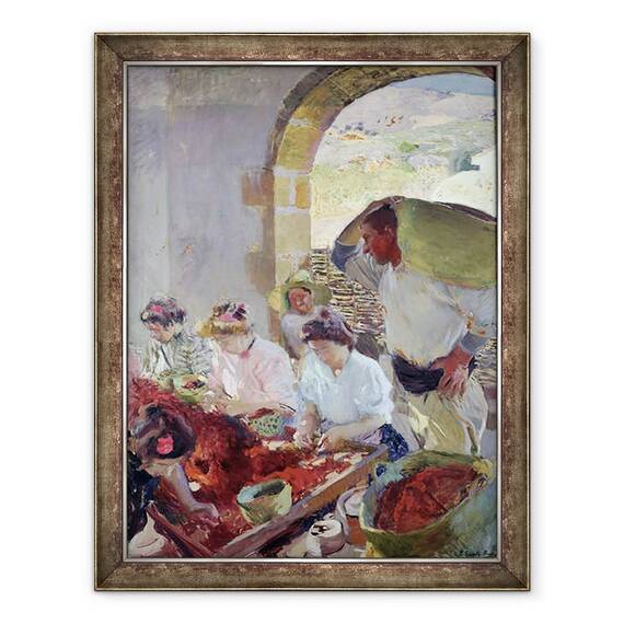 Tablou inramat - Joaquin Sorolla y Bastida - Pregatirea strugurilor uscati, 70 x 90 cm - - Roveli