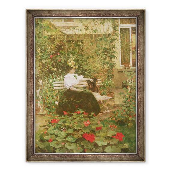 Tablou inramat - Victor Gilsoul - Flori pe terasa, 70 x 90 cm - - Roveli