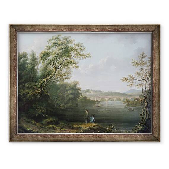 Tablou inramat - Anonymous - Peisaj englezesc cu pescari, 70 x 90 cm - - Roveli