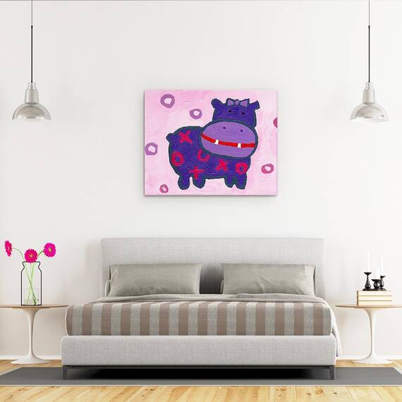 Tablou canvas - Animale, Animale, Separate, Hippopotam, 60 x 75 cm - 3- Roveli
