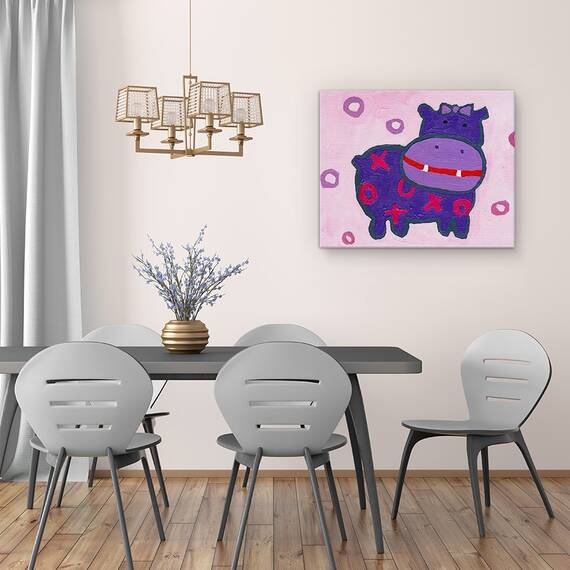 Tablou canvas - Animale, Animale, Separate, Hippopotam, 60 x 75 cm - 4- Roveli