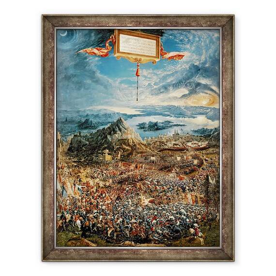Tablou inramat - Albrecht Altdorfer - Batalia de la Issus, sau victoria lui Alexandru cel Mare, 70 x 90 cm - - Roveli