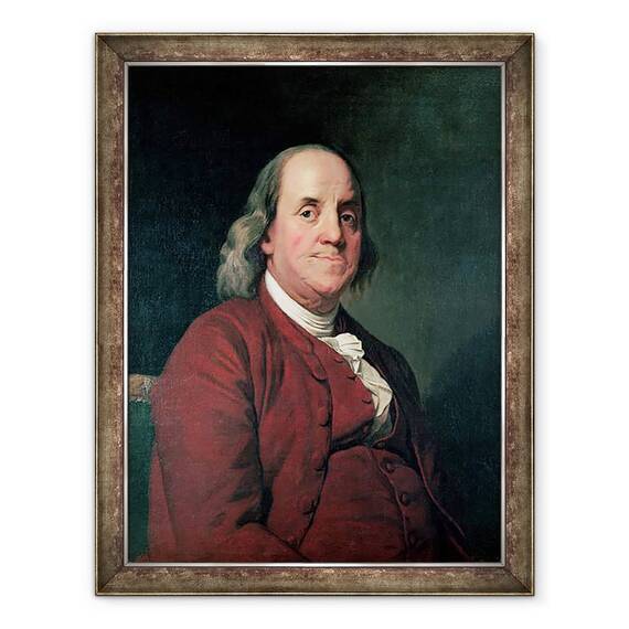 Tablou inramat - Joseph Wright - Benjamin Franklin, 70 x 90 cm - - Roveli