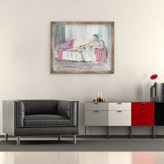 Tablou inramat - Vincent Alexander Booth - Vizionarea filmului tarziu, 1997, 50 x 60 cm - 2- Roveli