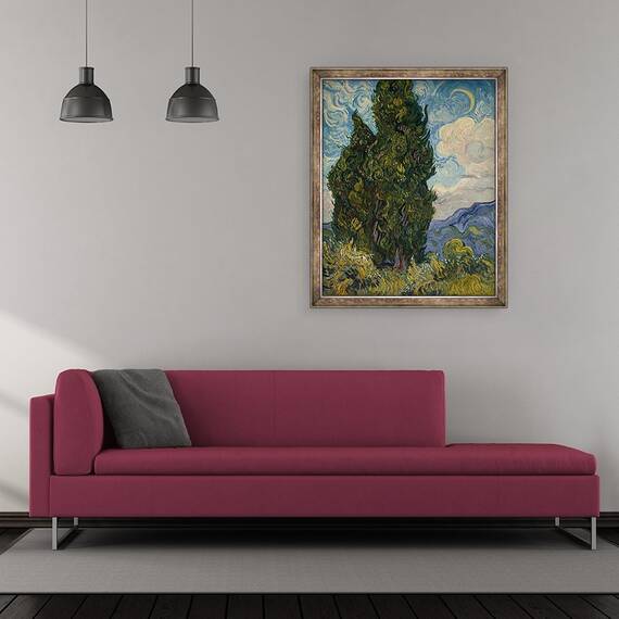 Tablou inramat - Vincent van Gogh - Chiparosi I, 50 x 60 cm - 2- Roveli