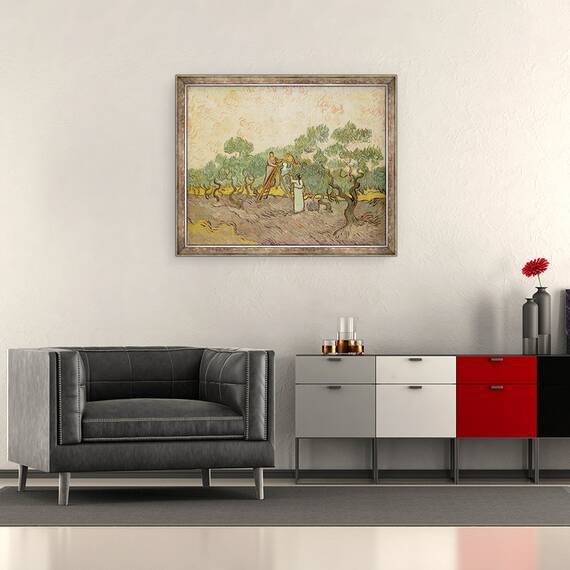 Tablou inramat - Vincent van Gogh - Culegatorii de masline, Saint-Remy, 50 x 60 cm - 2- Roveli