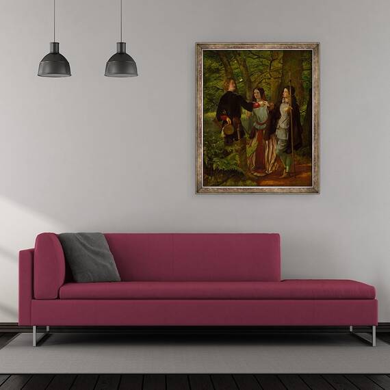 Tablou inramat - Walter Howell Deverell - Rosalind indrumand Orlando in Ceremonia de casatorie sau Casatoria Mock de Orlando si Rosalind I, 50 x 60 cm - 2- Roveli