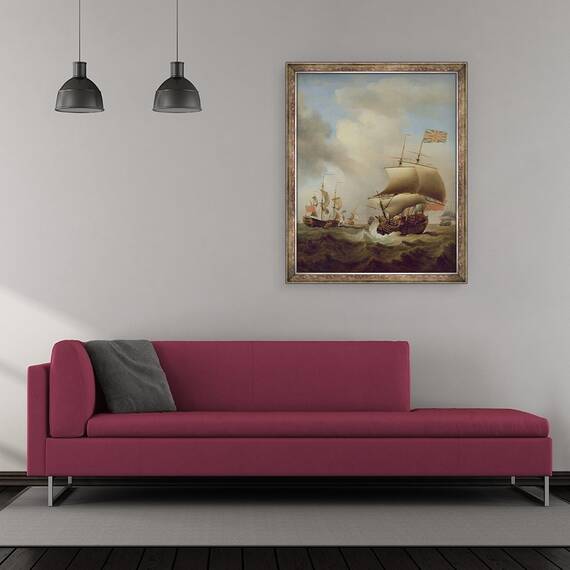 Tablou inramat - Samuel Scott - Transport intr-o mare agitata, 50 x 60 cm - 2- Roveli