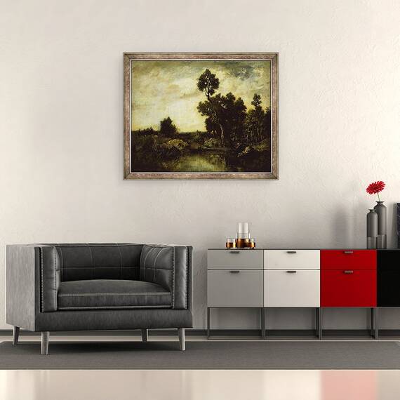 Tablou inramat - Theodore Rousseau - peisaj, 50 x 60 cm - 2- Roveli