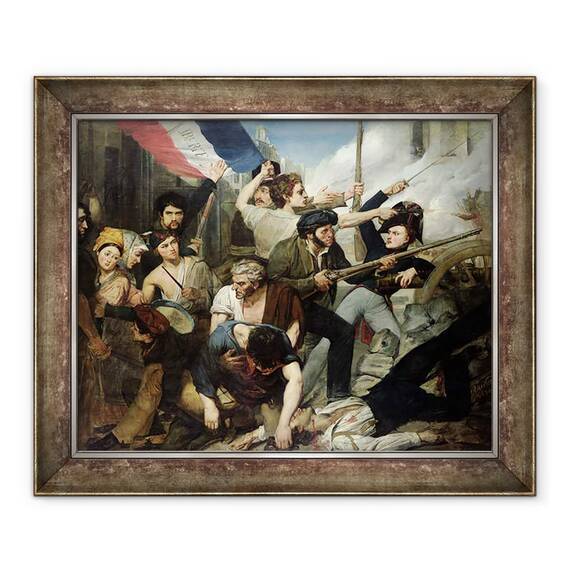 Tablou inramat - Philibert Rouviere - Scena Revolutiei din 1830, 50 x 60 cm - - Roveli