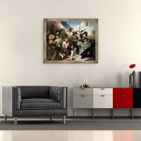 Tablou inramat - Philibert Rouviere - Scena Revolutiei din 1830, 50 x 60 cm - 2- Roveli