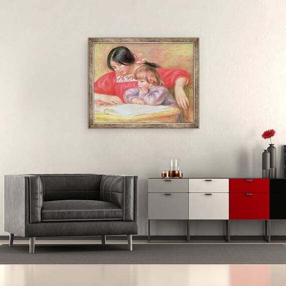 Tablou inramat - Pierre Auguste Renoir - Leontine si Coco, 50 x 60 cm - 2- Roveli