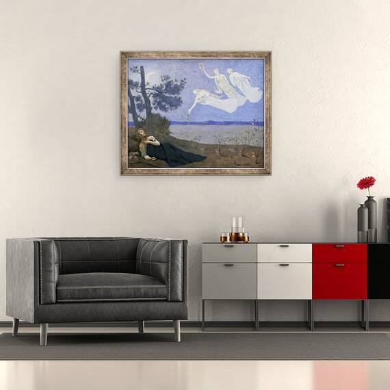 Tablou inramat - Pierre Puvis de Chavannes - Visul - in somn, el a vazut dragostea, gloria si bogatia aparandu-i, 50 x 60 cm - 2- Roveli