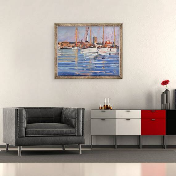 Tablou inramat - Jennifer Wright - Insula Wight - Vechi Gaffers, 50 x 60 cm - 2- Roveli