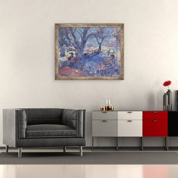 Tablou inramat - Jennifer Wright - Lemnos Beach Bar, 50 x 60 cm - 2- Roveli