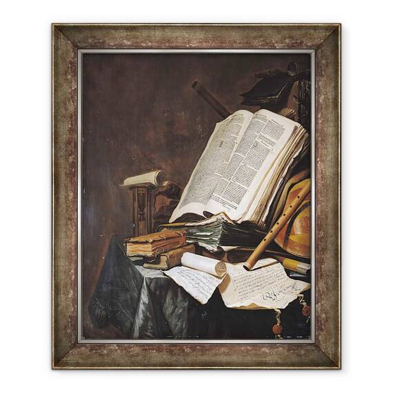 Tablou inramat - Jan Vermeulen - Carti si instrumente muzicale, 50 x 60 cm - - Roveli
