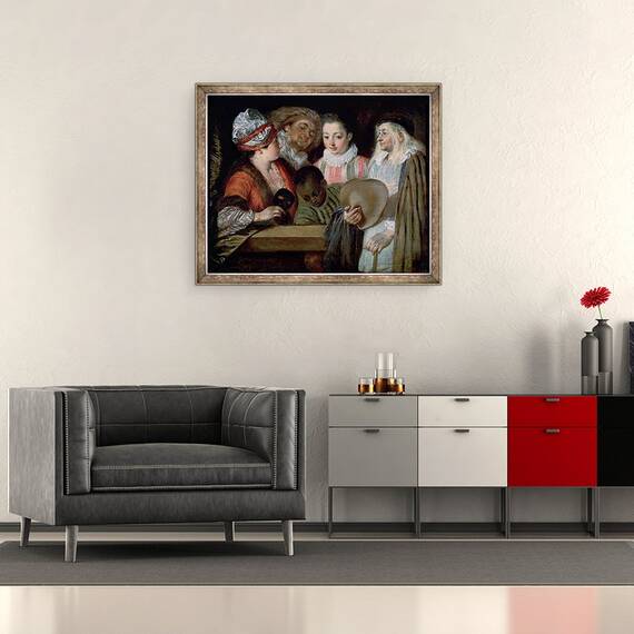 Tablou inramat - Jean Antoine Watteau - Actori de la Teatrul Francais, 50 x 60 cm - 2- Roveli