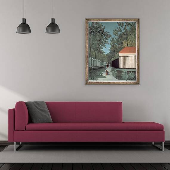 Tablou inramat - Henri J.F. Rousseau - Peisaj in Montsouris Park cu cinci cifre, 50 x 60 cm - 2- Roveli