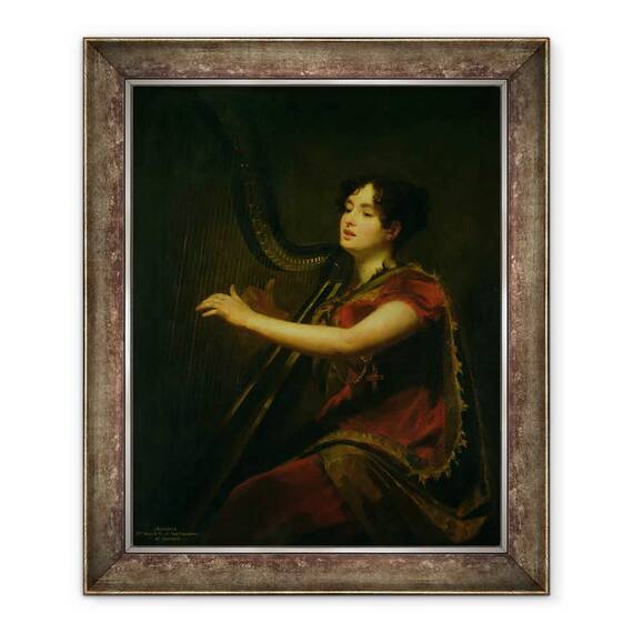 Tablou inramat - Henry Raeburn - Marchiza de Northampton, cantand la harpa, 50 x 60 cm - - Roveli