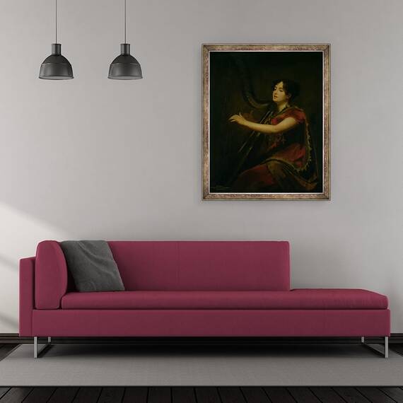 Tablou inramat - Henry Raeburn - Marchiza de Northampton, cantand la harpa, 50 x 60 cm - 2- Roveli