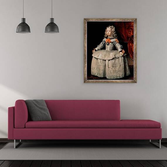 Tablou inramat - Diego Rodriguez de Silva y Velazquez - Portretul Infantei Margarita 1651-73 in varsta de cinci ani, 50 x 60 cm - 2- Roveli