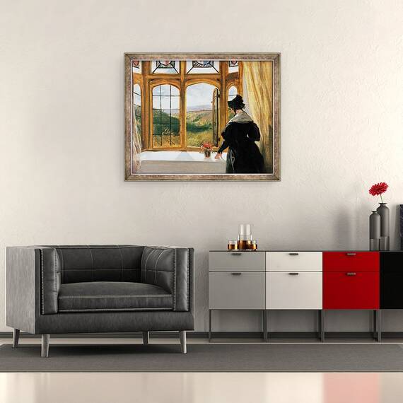 Tablou inramat - Edwin Landseer - Ducesa de Abercorn se uita pe fereastra, 50 x 60 cm - 2- Roveli