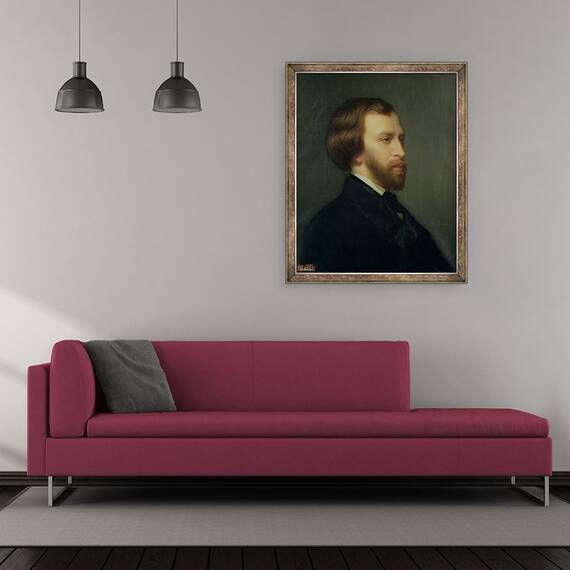 Tablou inramat - Charles Landelle - Portretul lui Alfred de Musset 1810-57, 50 x 60 cm - 2- Roveli