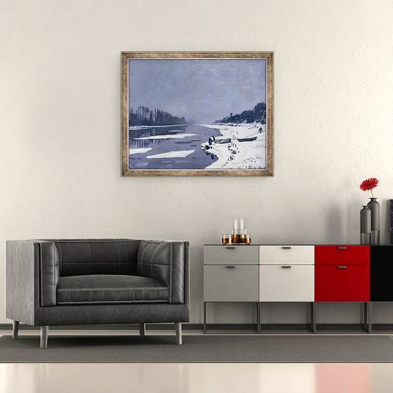 Tablou inramat - Claude Monet - Placile de gheata pe Sena la Bougival, 50 x 60 cm - 2- Roveli