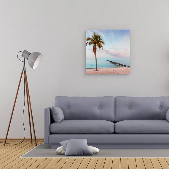 Tablou canvas - Natura, Peisaj, Palmier, Mare, Nisip, Apus De Soare, 90 x 90 cm - 2- Roveli