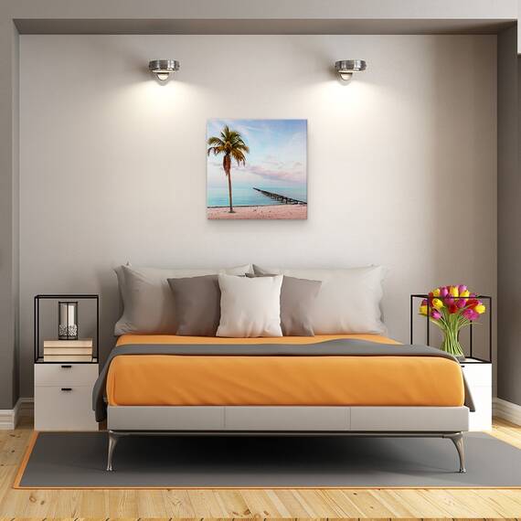 Tablou canvas - Natura, Peisaj, Palmier, Mare, Nisip, Apus De Soare, 90 x 90 cm - 3- Roveli
