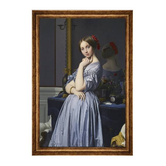 Tablou Inramat - Ingres - Comtesse de Haussonville, Rama Auriu, 60 x 90 cm - - Roveli