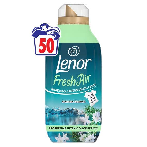 Balsam de rufe Lenor Fresh Air Northern Solstice ultra concentrat, 700 ml, 50 spalari, tehnologie SolarDry, prospetime ca de rufele uscate afara la soare, doza mica pentru efect intens - - Roveli