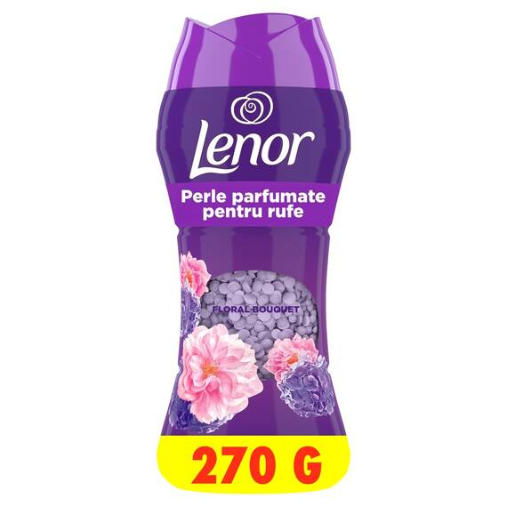 Perle parfumate pentru rufe Lenor Floral Bouquet, 270 g, parfum nonstop pana la 12 saptamani, note florale delicate, pentru toate tipurile de tesaturi - - Roveli