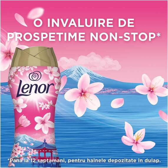 Perle parfumate pentru rufe Lenor Japanese Blossom editie limitata, 195 g, parfum nonstop pana la 12 saptamani, floare de cires japonez, pentru toate tipurile de tesaturi - 3- Roveli