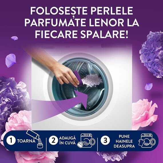 Perle parfumate pentru rufe Lenor Floral Bouquet, 270 g, parfum nonstop pana la 12 saptamani, note florale delicate, pentru toate tipurile de tesaturi - 4- Roveli