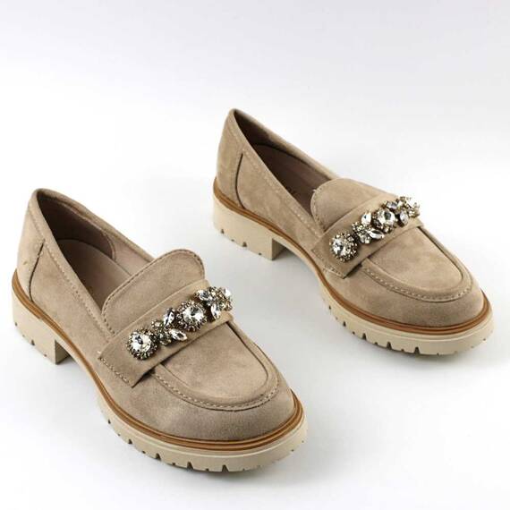Pantofi de dama , comozi , cu accesoriu din pietre A10503-BEIGE, Culoare (12): Bej, Marime (12): 38 - 2- Roveli