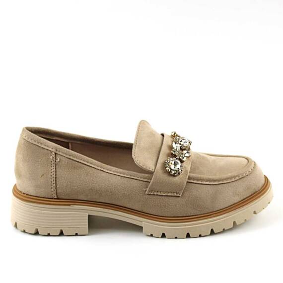 Pantofi de dama , comozi , cu accesoriu din pietre A10503-BEIGE, Culoare (12): Bej, Marime (12): 41 - 3- Roveli