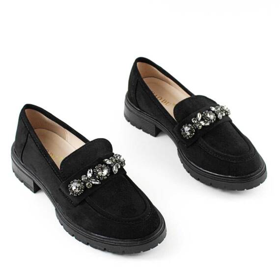 ​Pantofi de dama , comozi , cu accesoriu din pietre A10503-BLACK, Culoare (12): Negru, Marime (12): 39 - 2- Roveli