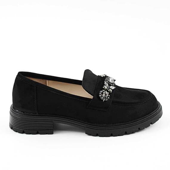 ​Pantofi de dama , comozi , cu accesoriu din pietre A10503-BLACK, Culoare (12): Negru, Marime (12): 37 - 3- Roveli