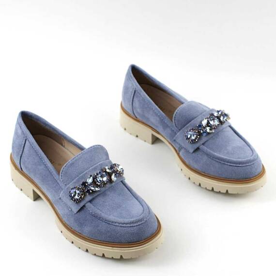 Pantofi de dama , comozi , cu accesoriu din pietre A10503-BLUE, Culoare (12): Bleu, Marime (12): 41 - 2- Roveli