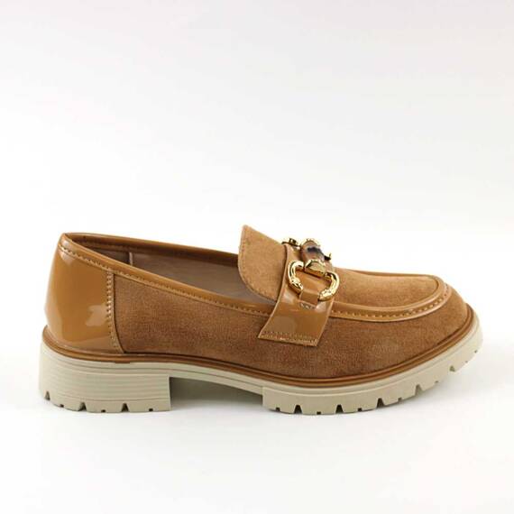 Pantofi de dama , comozi , cu accesoriu auriu A10500-CAMEL, Culoare (12): Camel, Marime (12): 37 - 3- Roveli