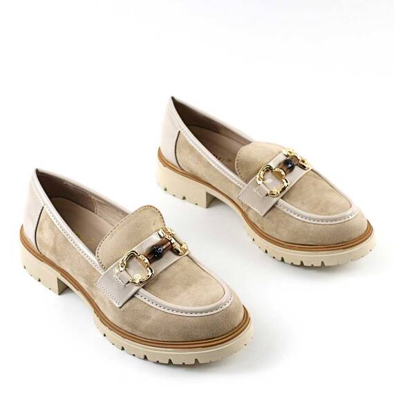 Pantofi de dama , comozi , cu accesoriu auriu A10500-BEIGE, Culoare (12): Bej, Marime (12): 36 - 2- Roveli